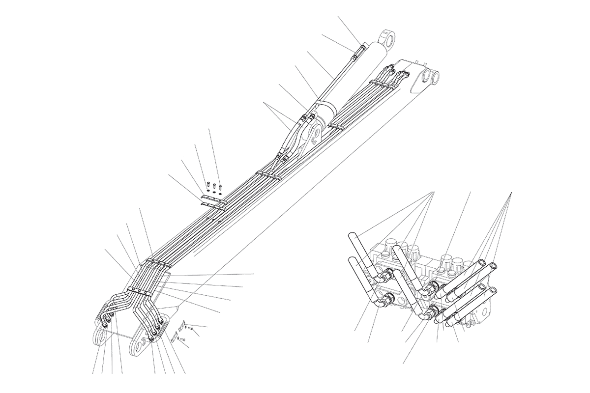 Схема деталировки Трубопроводка стрелы СФ-75