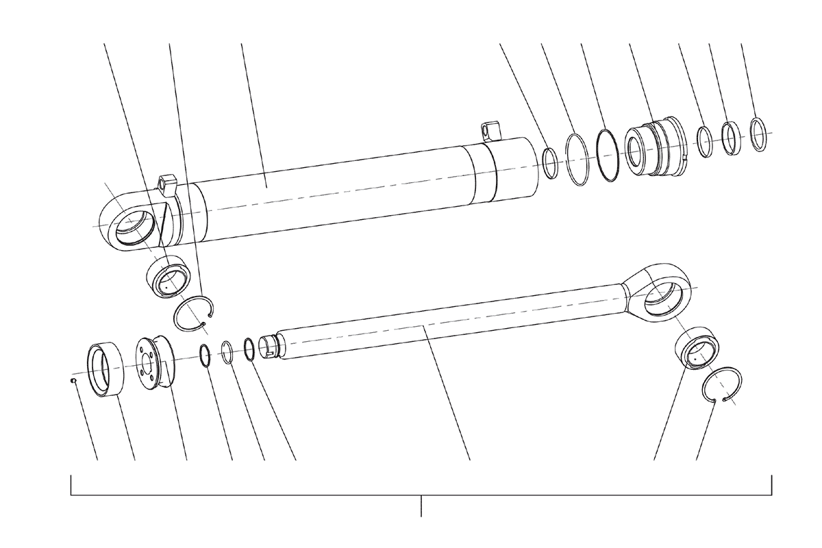 Схема деталировки Гидроцилиндр рукояти СФ-65