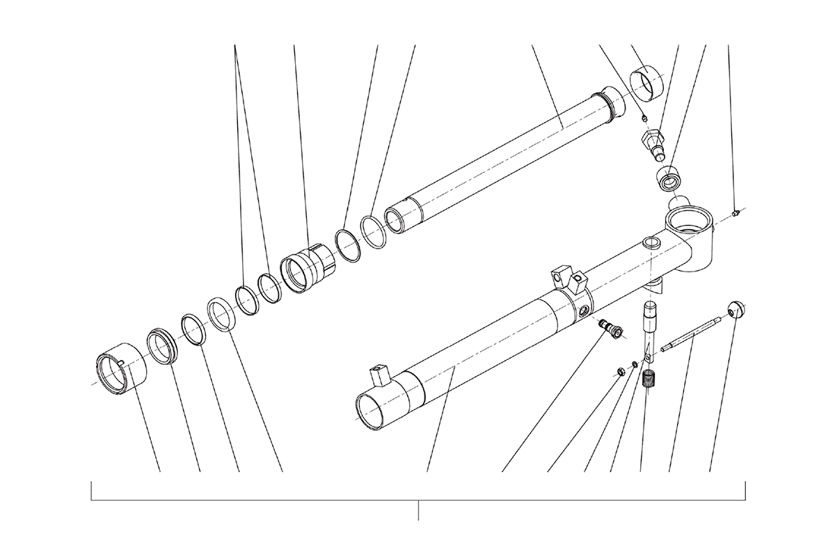Схема деталировки Гидроцилиндр аутригера левый СФ-75