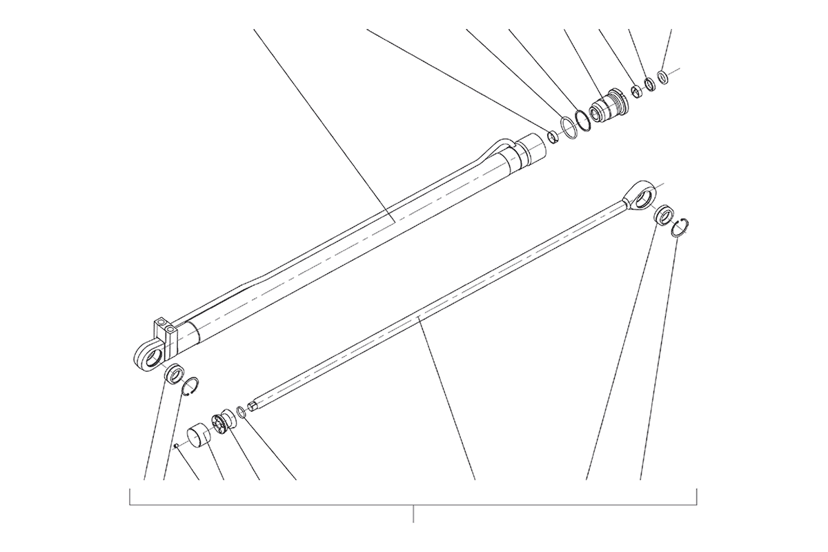 Схема деталировки Гидроцилиндр раздвигания удлинителей опорной балки СФ-75