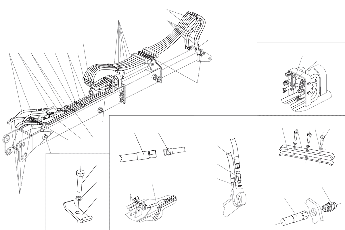 Схема деталировки Трубопроводка рукояти СФ-75СТ, СФ-75ЛТ