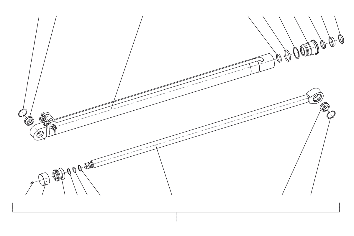 Схема деталировки Гидроцилиндр удлинителя наружный СФ-75СТ, СФ-75ЛТ
