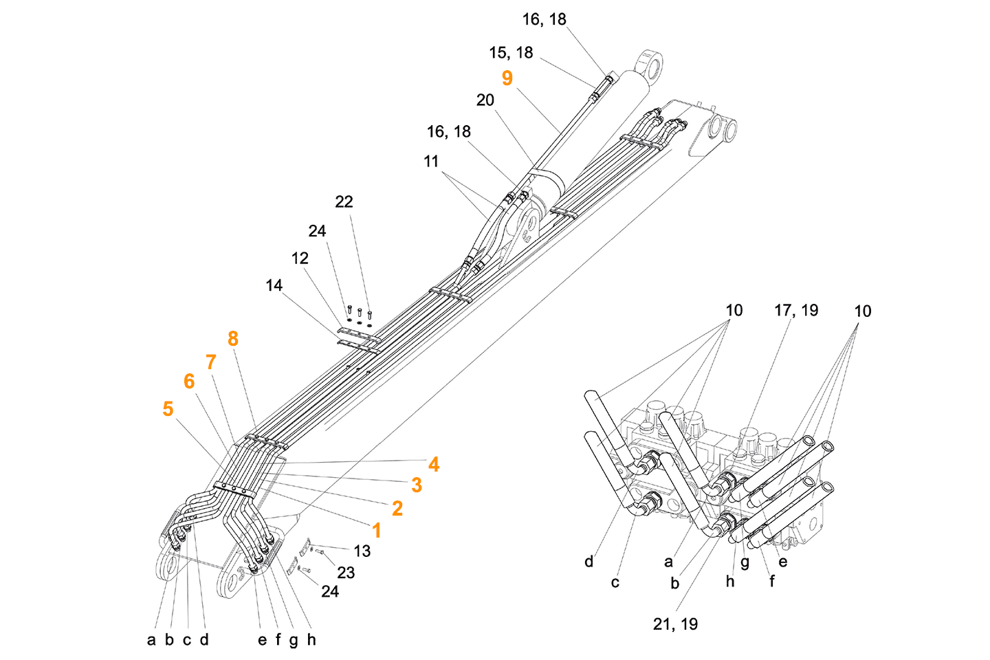 Комплект трубопроводов стрелы СФ75С.07.03.100 СФ-65, СФ-75